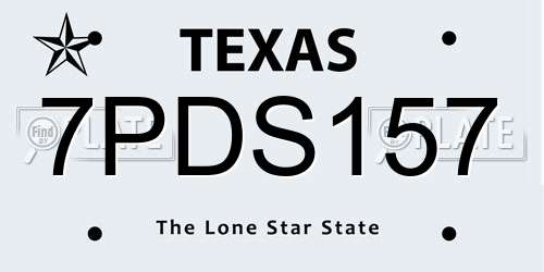 7PDS157 Texas License Plate