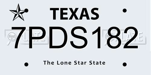 7PDS182 Texas License Plate