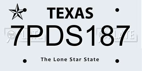 7PDS187 Texas License Plate