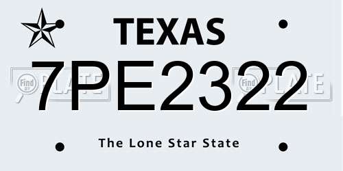 7PE2322 Texas License Plate