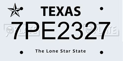 7PE2327 Texas License Plate
