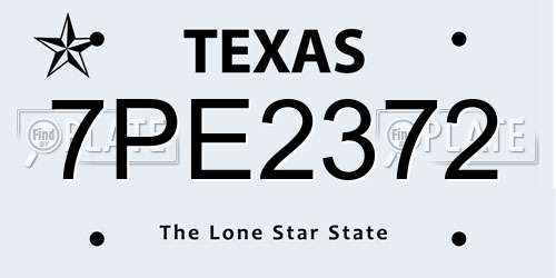 7PE2372 Texas License Plate