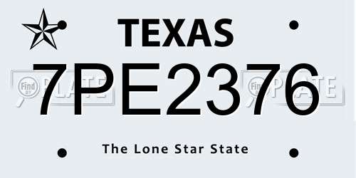 7PE2376 Texas License Plate