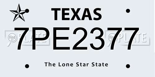 7PE2377 Texas License Plate