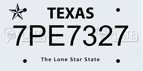 7PE7327 Texas License Plate