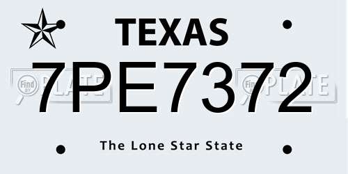7PE7372 Texas License Plate