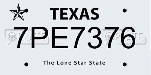 7PE7376 Texas License Plate