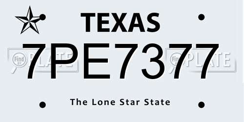 7PE7377 Texas License Plate