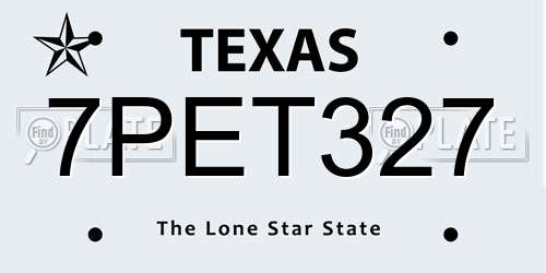 7PET327 Texas License Plate
