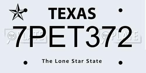 7PET372 Texas License Plate