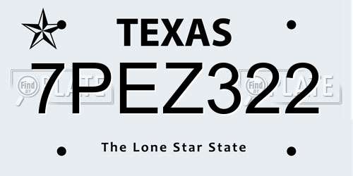 7PEZ322 Texas License Plate