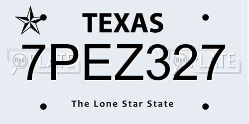 7PEZ327 Texas License Plate