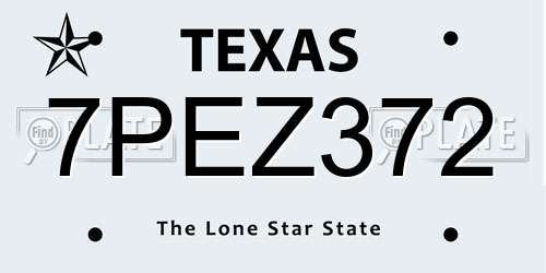 7PEZ372 Texas License Plate