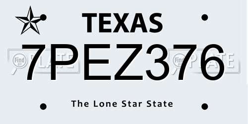 7PEZ376 Texas License Plate