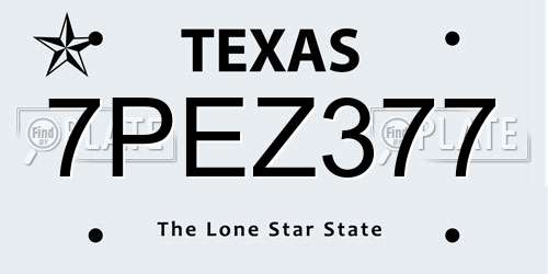 7PEZ377 Texas License Plate