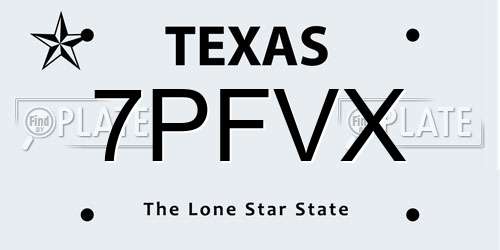 7PFVX Texas License Plate