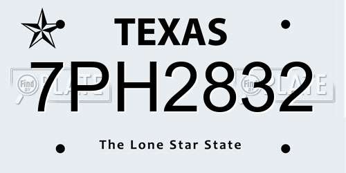 7PH2832 Texas License Plate