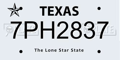 7PH2837 Texas License Plate