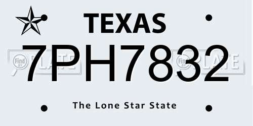7PH7832 Texas License Plate