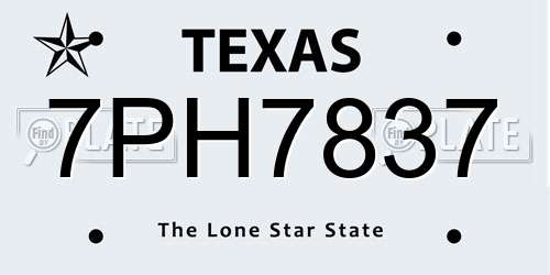 7PH7837 Texas License Plate