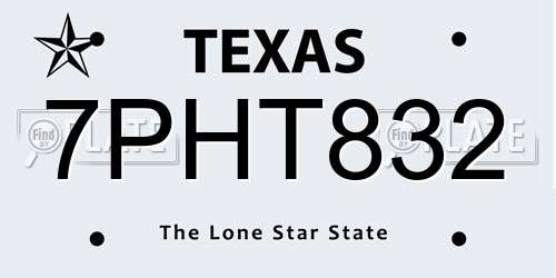 7PHT832 Texas License Plate