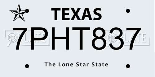 7PHT837 Texas License Plate