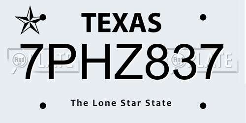 7PHZ837 Texas License Plate