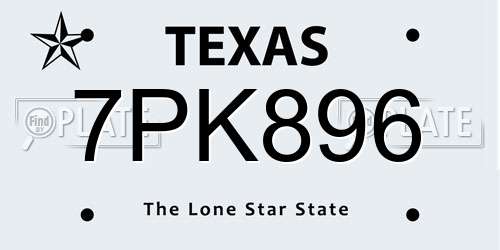 7PK896 Texas License Plate