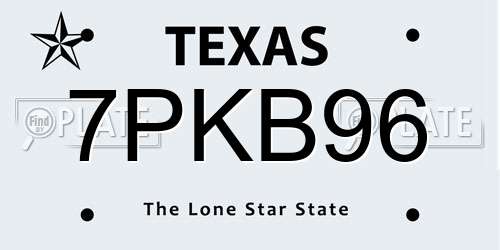 7PKB96 Texas License Plate