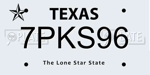 7PKS96 Texas License Plate
