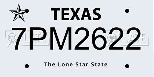 7PM2622 Texas License Plate