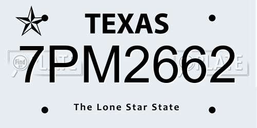7PM2662 Texas License Plate
