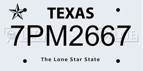 7PM2667 Texas License Plate