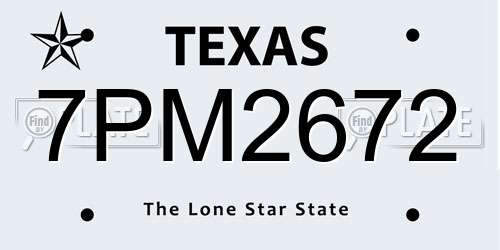 7PM2672 Texas License Plate
