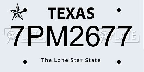 7PM2677 Texas License Plate