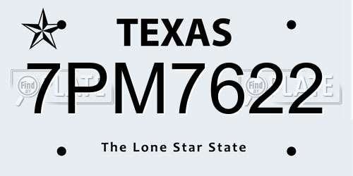 7PM7622 Texas License Plate