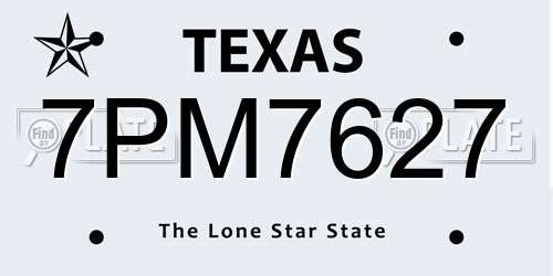 7PM7627 Texas License Plate