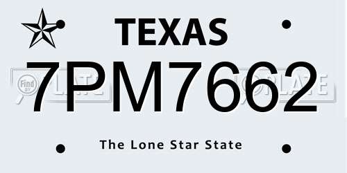 7PM7662 Texas License Plate