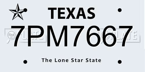 7PM7667 Texas License Plate