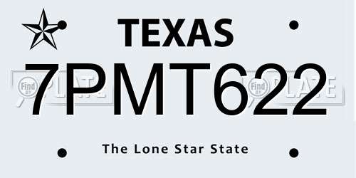 7PMT622 Texas License Plate