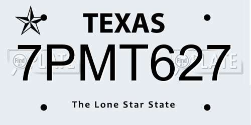 7PMT627 Texas License Plate