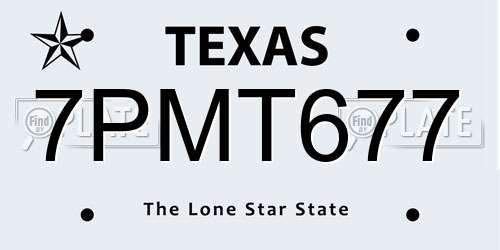 7PMT677 Texas License Plate