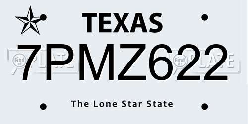 7PMZ622 Texas License Plate