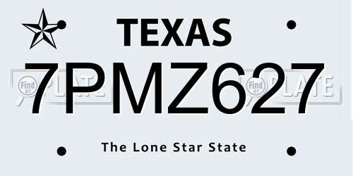 7PMZ627 Texas License Plate