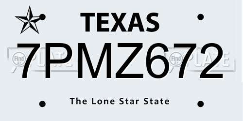 7PMZ672 Texas License Plate
