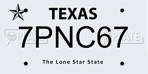7PNC67 Texas License Plate