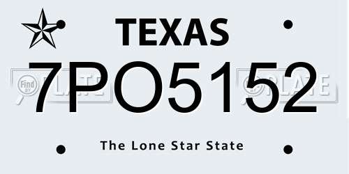 7PO5152 Texas License Plate