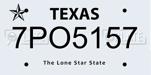 7PO5157 Texas License Plate