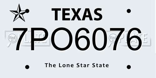 7PO6076 Texas License Plate