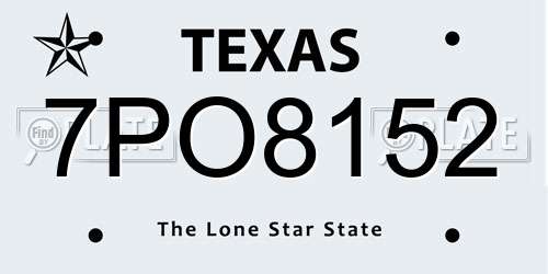 7PO8152 Texas License Plate